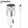 Aluminium Dual USB Car Charger 12-24V 2.1A 1A Vehicle Charger With Android Cable for iPhone 7 7plus 6 6S ipad Samsung HTC Tablet
