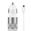 Aluminium Dual USB Car Charger 12-24V 2.1A 1A Vehicle Charger With Android Cable for iPhone 7 7plus 6 6S ipad Samsung HTC Tablet