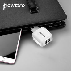 POWSTRO Dual USB EU Plug Wall Charger Universal Travel Adapter Smart Fast Charging for IPhone Android Phone IPad