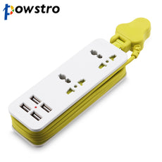 POWSTRO UK Plug 4 USB Extension Socket Outlet Portable Travel Power Strip Surge Protector Smart Wall Charger for PC Tablet Phone