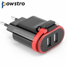 Powstro Universal 2.1A USB Phone Charger Portable Dual USB Adapter Wall Charger with Foldable Charging Cable For Android iPhone