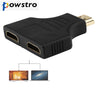 POWSTRO 1080P 1.4HDMI Port Male to 2 Female 1 In 2 Out Splitter Adapter Converter for Tablet PC DVD