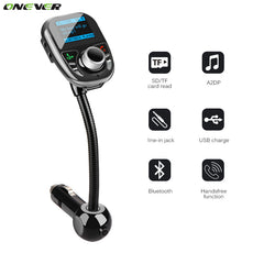 Onever Car MP3 Audio Player Bluetooth FM Transmitter With Remote Control Wireless FM Car Kit HandsFree LCD Screen USB Charger