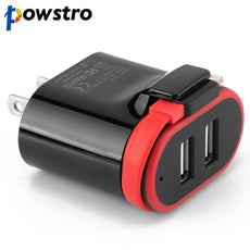 Powstro 5V 2.1A Smart Travel Dual USB Charger With 2 USB Adapter Wall Portable For Apple For iphone SmartPhone