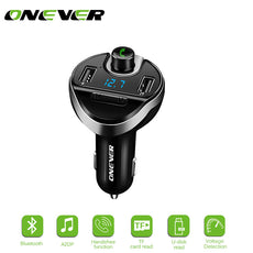 Onever Car MP3 Audio Player with Bluetooth FM Transmitter Wireless Modulator Car Kit Handsfree Speakerphone TF Slot 2 USB Ports