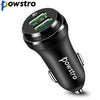 POWSTRO Car Charger Quick Charge 3.0 Dual USB 5V 9V 12V Car Fast Charger Mobile Phone Charger For Samsung For Xiaomi For HTC