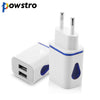 Powstro Phone Charger EU Plug Dual USB Port Adapter LED USB Wall Home Travel AC Smartphone Adapter For iPhone 7 Samsung S8