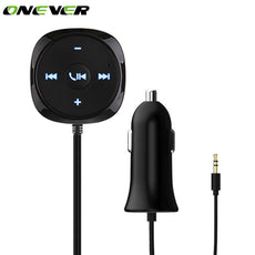 Onever 3.5mm AUX Audio Car MP3 Player FM Transmitter Wireless Hands-free Call Bluetooth Car Kit USB Output Car Charger DC 12-24V