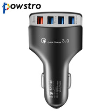 POWSTRO 4 Port USB QC3.0 Quick Charger Adaptive Fast Car Charge with Builtin Safeguards for IPhone Tablet MP3 MP4