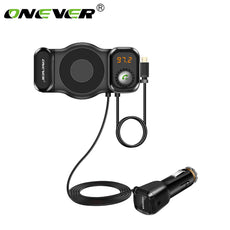 Onever 2 in 1 Phone Holder FM Transmitter Handsfree Bluetooth Car Kit Radio Modulator Car MP3 Audio Player Support SIRI Function