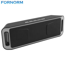 Fornorm Grey Color Wireless Bluetooth 4.0 Stereo Subwoofer Speakers with Built-in Mic Bass Sound TF USB FM Radio