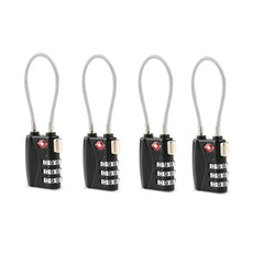 4pcs Portable TSA Approved Security Cable Luggage Lock 3-Digit Combination Password Lock Padlock