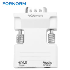 FORNORM HDMI to VGA Converter with Audio Active 1080P Female to Male HDMI to VGA Adapter for DVD Projector PC