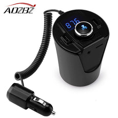 Aozbz Car Audio mp3 player usb FM transmitter wireless modulator Car Bluetooth Handsfree With Charger 2.1A Dual USB TF Slot