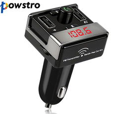 Powstro MP3 Player FM Transmitter Bluetooth Car Charger 2.1A Output Dual USB Port TF Slot LED Display FM DC12-24V For Smartphone