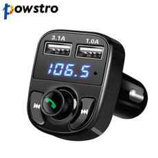Powstro 5V 4.1A Dual Car charger with Car Kit Bluetooth MP3 Player Hands-free Call Wireless FM Transmitter TF Slot Voltage