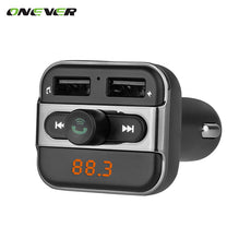 Onever Car MP3 Audio Player FM Transmitter Wireless Modulator Car Bluetooth Kit Hands Free With 3.4A Dual USB Charger TF Slot