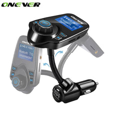 Onever 2017 Hot Car FM Transmitter Handsfree Bluetooth Car Kit MP3 Player Audio Music LCD Display FM Modulator 2.1A USB TF Slot