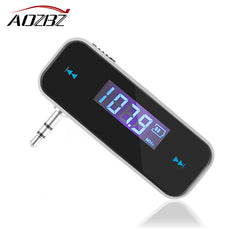 Aozbz Wireless 3.5mm Car FM Transmitter for iPhone 5 6 LCD Display Music Audio FM Modulator for Samsung MP3 Player Transmitter