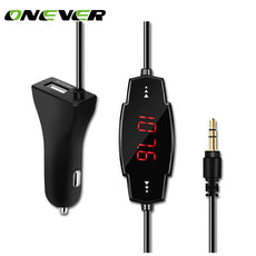 Onever MP3 Player FM Transmitter for phone Car Charger fm modulator 3.5mm Audio Cable LED Display FM Frequency DC12-24V Car mp3