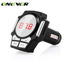 Onever Car Audio mp3 player FM transmitter modulator Car Bluetooth with Charger 2.4A Dual USB  TF Slot black usb fm Transmitter