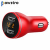 Powstro Metal 3.6A Dual USB Car Charger Smart Fast Charging Mini Cigarette Lighter Charger Adapter with Voltmeter Display Screen