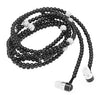 Powstro Lady Woman Beads Necklace Chain Pearl Earphone with Microphone In-ear Stereo Support Pink Black White Color
