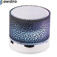 Powstro Black Color LED Portable Mini Bluetooth Speakers with Built-in Mic Wireless Hands Free Speaker TF USB