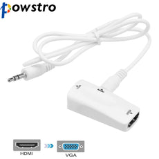 Powstro HDMI 1080P to VGA adapter Digital to Analog Video Audio Converter Cable with 3.5mm Audio Cable for PC DVD HDTV TV Box