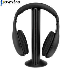 Powstro Portable Black 5 in 1 Wireless Cordless Headset Earphone For PC Radio Gaming Headphone with mic High Quality