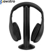Powstro Portable Black 5 in 1 Wireless Cordless Headset Earphone For PC Radio Gaming Headphone with mic High Quality
