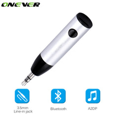 Onever 3.5mm Line-in Jack Car Bluetooth Audio Receiver Mini A2DP Music Receiver Adapter Car Kit iwith Mic for Speaker Headphone
