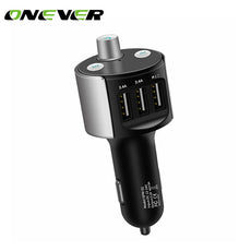 Onever Car Audio mp3 player FM transmitter wireless FM modulator Car Bluetooth Handsfree call 4.8A 3-USB Car Charger DC 12/24V