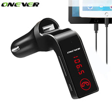 Onever 4 in 1 Car Music Audio MP3 Player 2.1A USB Charger Bluetooth Handsfree FM Transmitter LCD Display Car Kit with Mic USB/TF