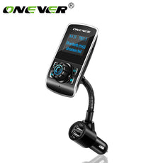 Onever Bluetooth FM Transmitter Wireless Audio Modulator Handsfree Car Kit Car MP3 Player with TF Slot AUX IN/OUT MP3/WMA/FLAC