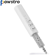 Powstro 3.5mm White Color Bluetooth 4.2 Receiver Music Audio Receiver Adapter Auto AUX Streaming A2DP Kit with Mic for Speaker