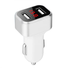 3.1A Output Mini Dual USB Car Charger Volmeter Display Voltage Current DC 12-24V for Smartphone Tablets Camera