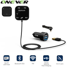 A2DP Magnetic Car Kit Wireless Bluetooth FM Transmitter MP3 Player 3.5mm Audio AUX TF card Slots With Dual USB Car Charger