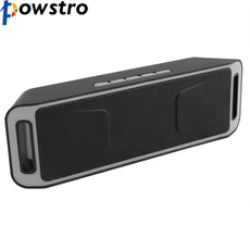 Powstro New Wireless Bluetooth 4.0 Stereo Subwoofer Speakers with Built-in Mic Bass Sound TF USB FM Radio Grey Black Color