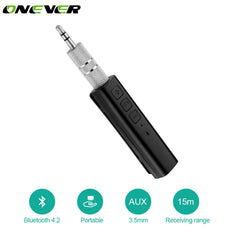 Universal 3.5mm Bluetooth 4.2 Music Audio Receiver Adapter Hands-free Car Kit with Clip AUX A2DP Streaming For Speaker Phone Car