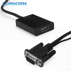 FORNORM Universal HDMI to VGA Converter with Audio Active 1080P Female to Male HDMI to VGA Adapter for PC Tablet DVD