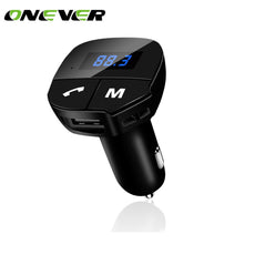 Onever Bluetooth Car Kit FM Transmitter Adapter FM Modulator Handsfree Music Mp3 Player Audio USB Charger For Smartphone