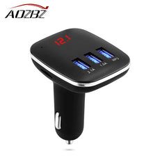 Aozbz Car Audio mp3 player usb FM transmitter modulator auto Car Bluetooth Handsfree With Charger 3.1A Dual USB TF Slot black