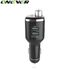 Onever Bluetooth Car Kit FM Transmitter Handsfree Calling Car MP3 Audio Player Dual USB Car Charger Support Voltage Detection
