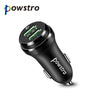 POWSTRO Qualcomm Quick Charge QC3.0 Dual USB Car Charger Fast Charging for Samsung Galaxy S6 HTC M9 Nexus 6 LG G4 106B