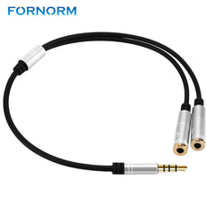 Fornorm Headset adapter 3.5mm Jack Male to 2 Female Audio Cable Microphone Heasphone Connector Adapter Splitter For PC Phone