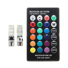 Colorful Waterproof Auto Lamp LED RGB Fog Lights Interior Wedge License Plate Lights Side Light Strobe Car LED Bulb with Infrared Remote Controller