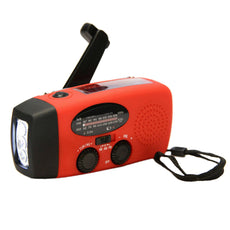 Emergency Solar Hand Crank Self Powered AM/FM/NOAA Weather Radio with LED Flashlight 1000mAh Charger for iPhone Android Smartphones (Red)