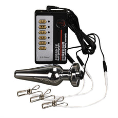 Electric Shock Massager Butt Plug Breast Vagina Clip Electric Shock Orgasm Treatment Equipment Set