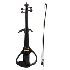 4/4 Full Size Electric Violin Fiddle Maple Wood Stringed Instrument Ebony Fretboard Chin Rest with 1/4" Connecting Cable Earphone Case for Student Music Lover Beginner
